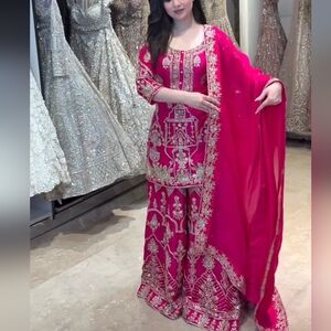 Elegant Pink Embroidered Dress